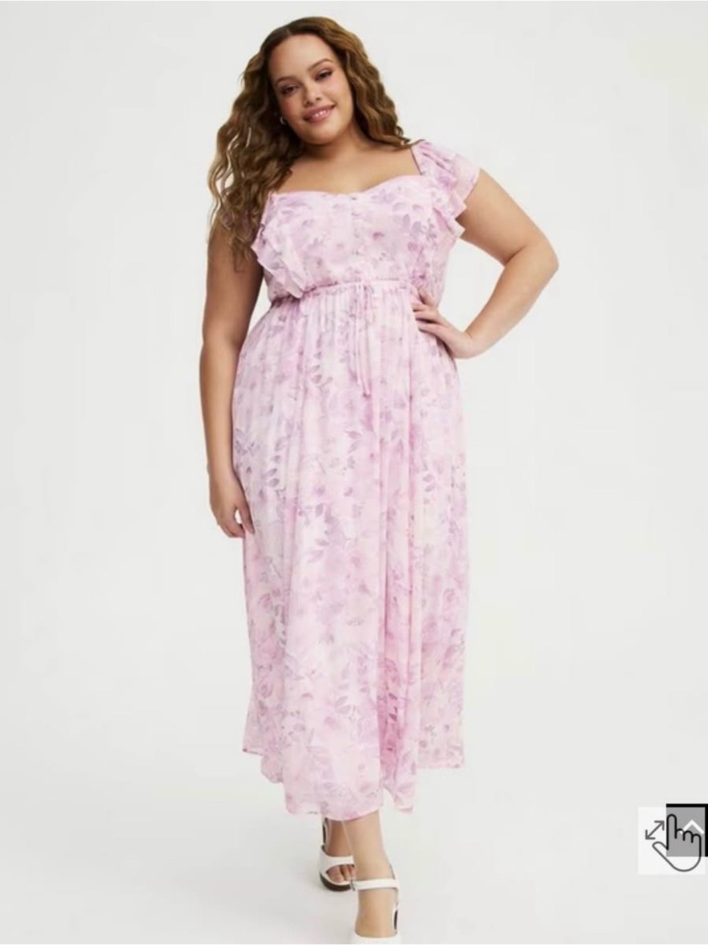 torrid Pink Floral Maxi Dress with Ruffle Cap Sleeves